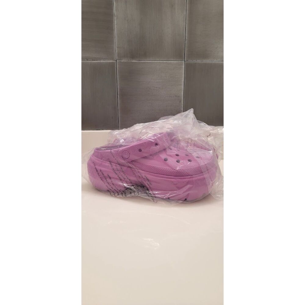 Crocs Platform Chunky Stomp Clogs Bubble Pink Purple Barney Ladies 9 BNWT - Picture 5 of 9